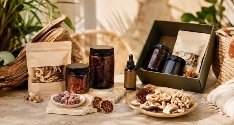 Mind35 mushroom product guide showing gummies dried mushrooms and curated formats