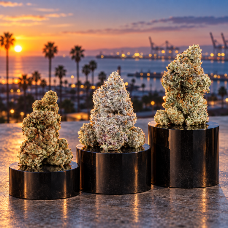 Blue Nerdz and White Glue flower selections styled for Long Beach delivery